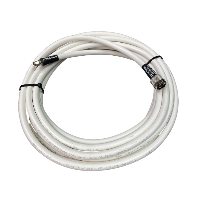 35 ft. Antenna Extension Ultra Flex Cable RP-SMA Male to N-Male MPD-400UF Super Flex White