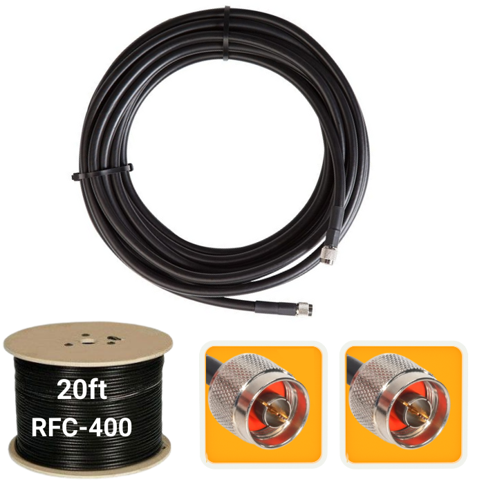 20 ft. Antenna extension cable N-Male to N-Male RFC-400 Ultra Low Loss Coax Cable for Nebra OUTDOOR