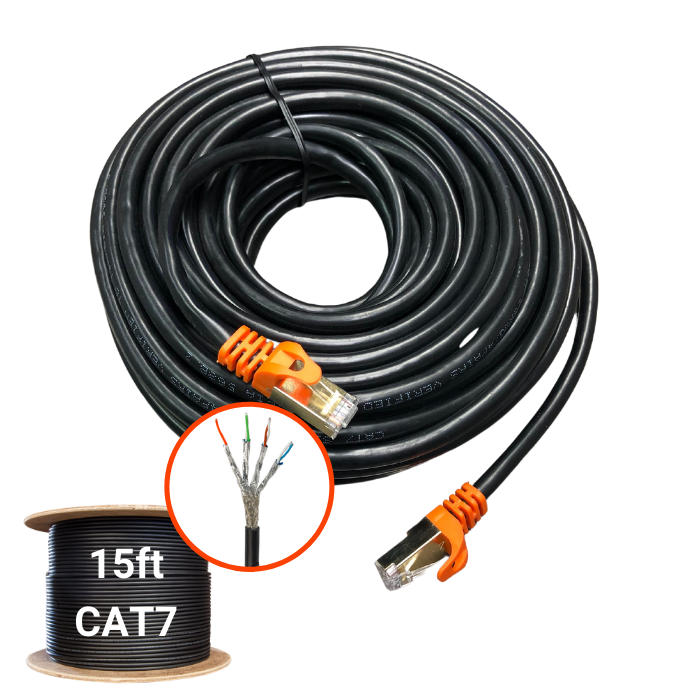 FEDUS Cat7 Ethernet Cable,15 Meter 49.2 Feet Pure Bare Copper Double  Shielded Outdoor & Indoor Lan Wire Heavy Duty High Speed Solid 24 AWG  Network