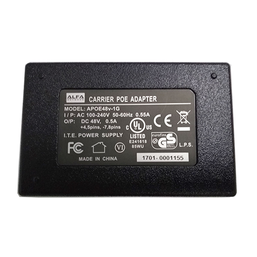 ALFA APOE48v-1G Gigabit Power over Ethernet (PoE) Adapter + Power Cord
