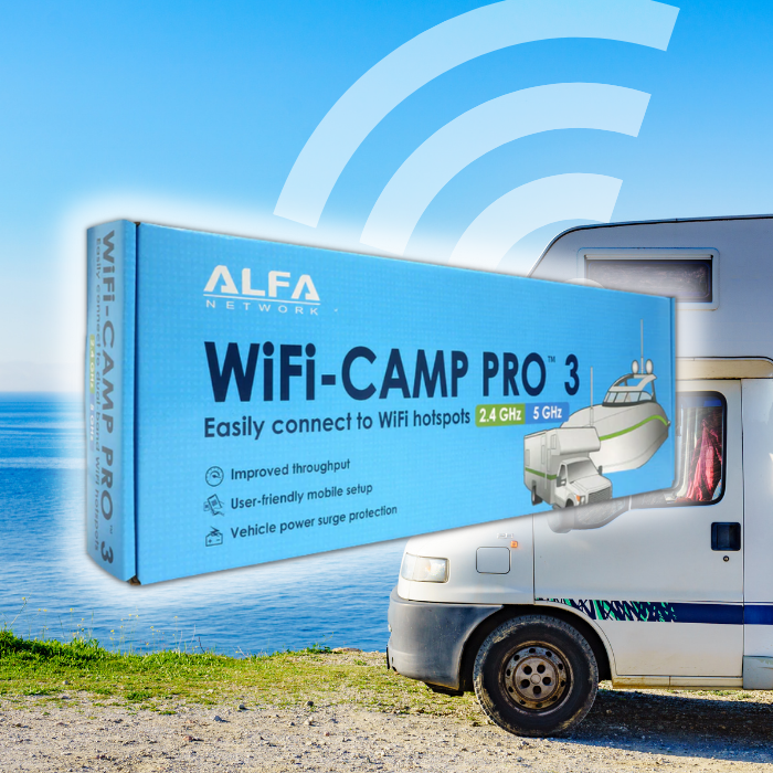 ALFA Network WiFi Camp Pro 3 - Dual Band Wi-Fi (2.4 or 5 GHz) repeater kit - R36AH + Tube-UAC2 + Antenna for RV, Boat, Camper