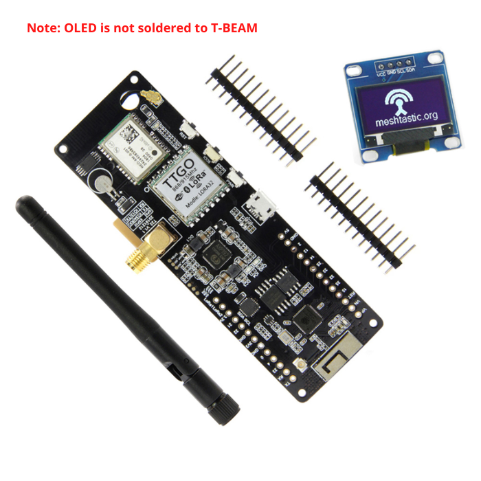 LILYGO® TTGO Meshtastic T-Beam V1.2 ESP32 LoRa 915 Mhz Wireless Module WiFi GPS NEO-6M With OLED Display (Not Soldered) for Arduino Q398 + L206
