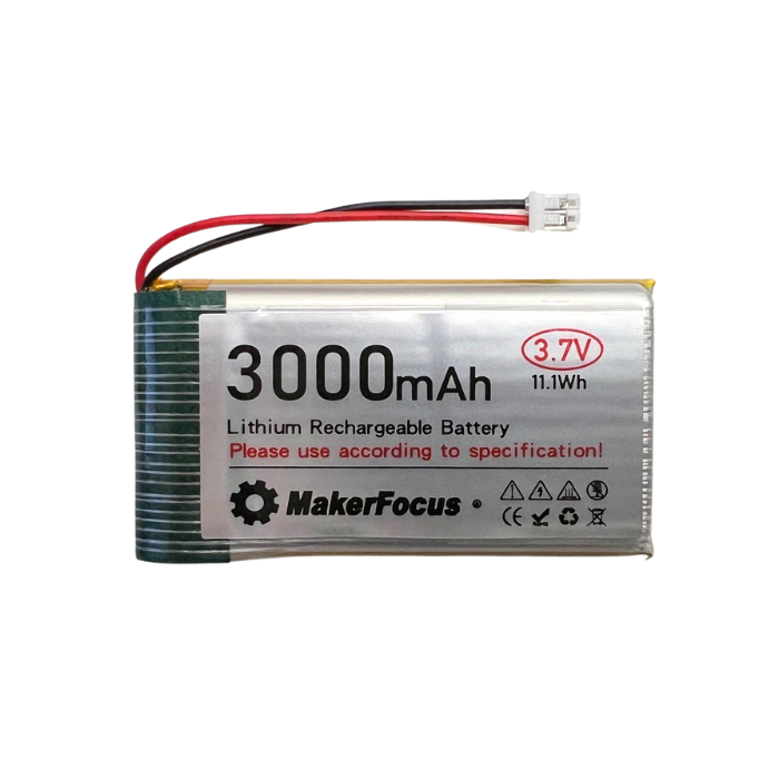 MakerFocus Flat 3.7V 3000mAh Rechargeable Lithium Polymer 11.1Wh Battery with JST Type PH 2.0 Plug