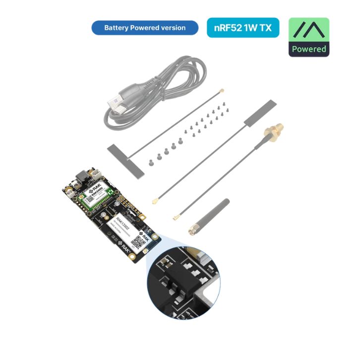 WisMesh High Power Booster Starter Kit- with nRF52840, SX1262, and SKY66122 PA for extended Meshtastic range