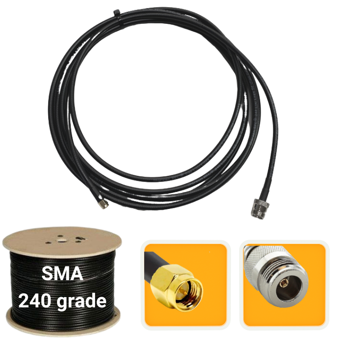 SMA Male to N-Female antenna extension coaxial cable 240 grade (choose length 6' 10' 15')
