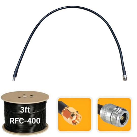 3 ft. Antenna extension coaxial cable RP-SMA Male to N-Female RFC-400 low loss