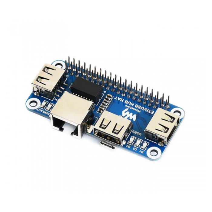 Waveshare Ethernet / USB HUB HAT for Raspberry Pi, 1x RJ45, 3x USB