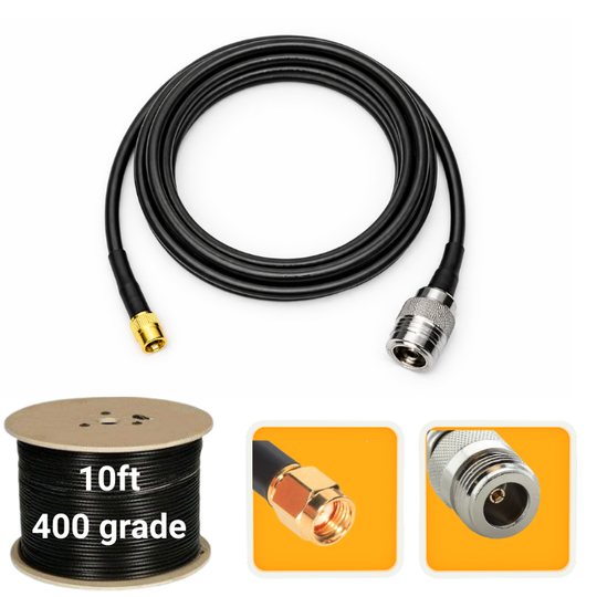 10 ft. Antenna extension coaxial cable RP-SMA Male to N-Female 400 grade low loss
