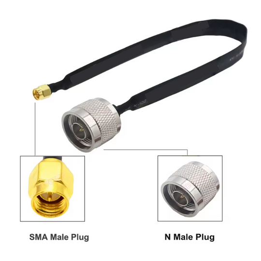 SMA male to N-male flat window pigtail cable extension 8 inch