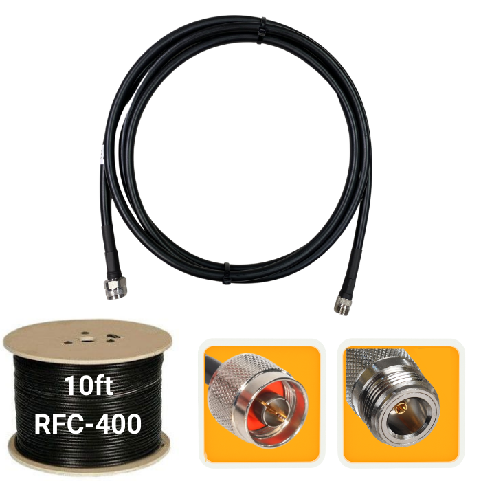 10 ft. Antenna extension coaxial cable N-Male to N-Female RFC-400 low loss Nebra Outdoor Milesight