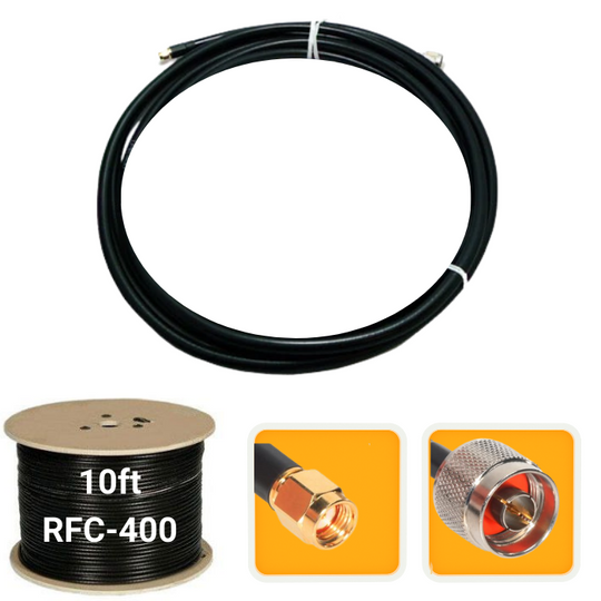 10 ft. Antenna extension coaxial cable RP-SMA Male to N-Male CFD/RFC-400 low loss