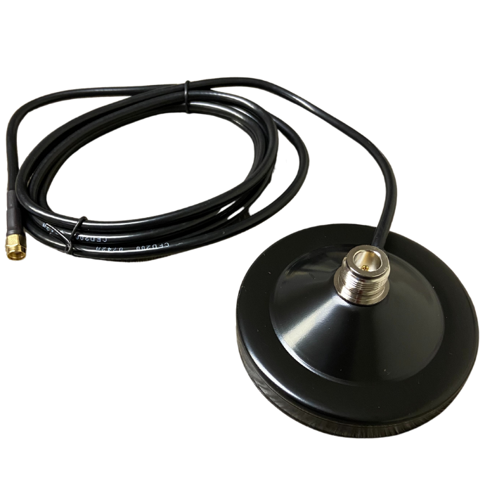 black heavy duty n-female magnet base close up view