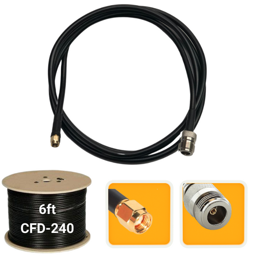 6 ft. Antenna extension coaxial cable RP-SMA Male to N-Female CFD-240 low loss