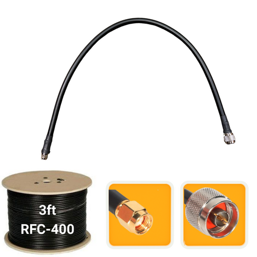 3 ft. Antenna extension coaxial cable RP-SMA male to N-male RFC-400 low loss