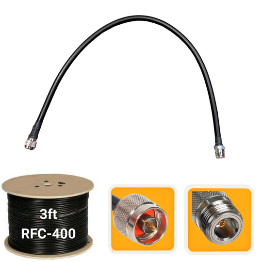 3 ft. Antenna extension coaxial cable N-Male to N-Female RFC-400 low loss Nebra Outdoor Milesight