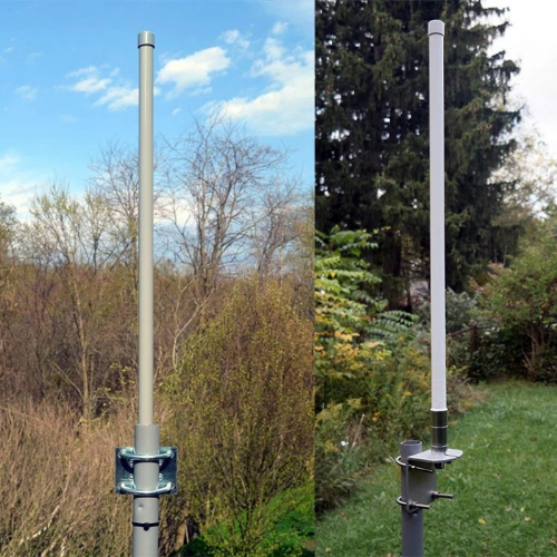 grey/white antenna mounted outside in wilderness