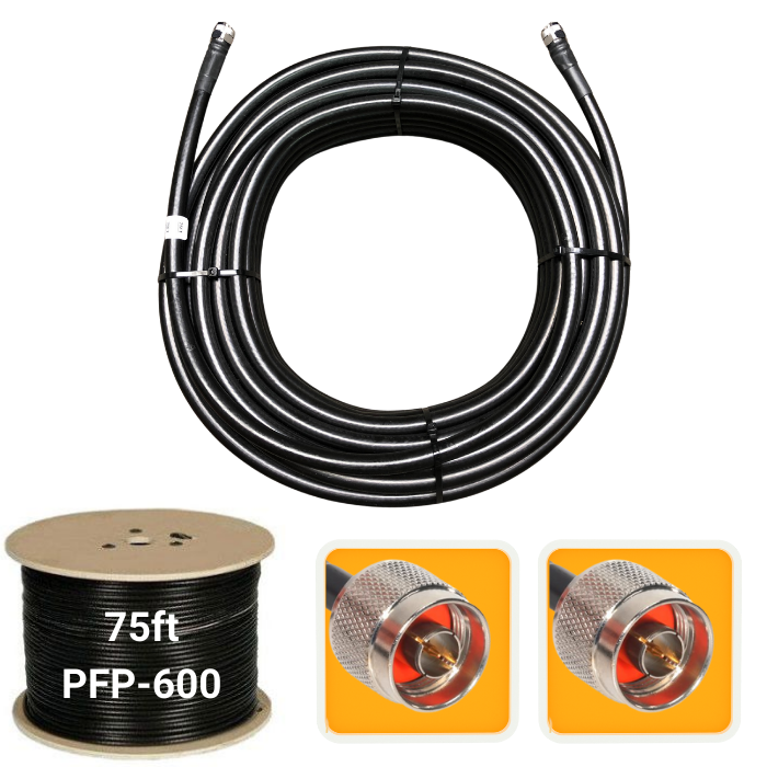 75 ft. Antenna extension coaxial cable N-Male to N-male PFP-600 low loss