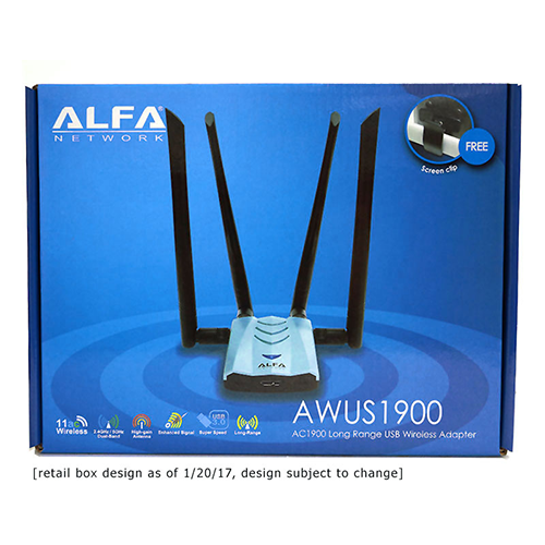 ALFA AWUS1900 802.11ac 1900 Mbps Dual band 2.4/5 GHz Wi-Fi USB Adapter AC1900