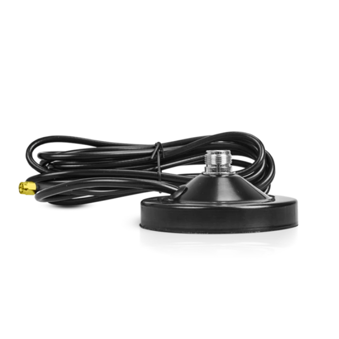 Black heavy duty n-female magnet base side profile with silver threading