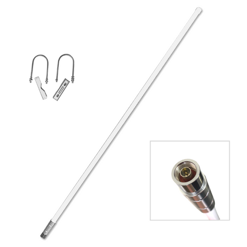 White Rokland 10 dBi N-male Antenna with silver brackets