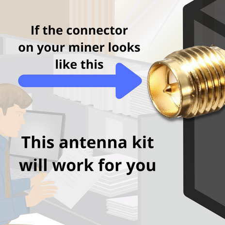 miner connector close up with text on screen