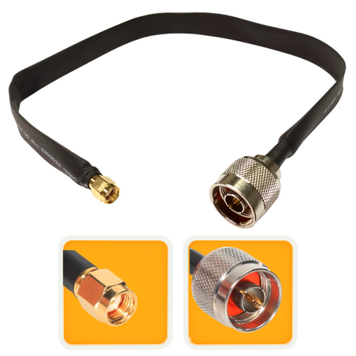 RP-SMA male to N-Male 1-pack flat window coaxial extension pigtail 18 inch length