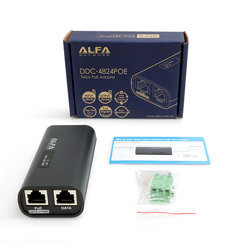 ALFA Network DDC-4824POE Telco 48VDC to 24V PoE Adapter w/ Redundant Dual-Input