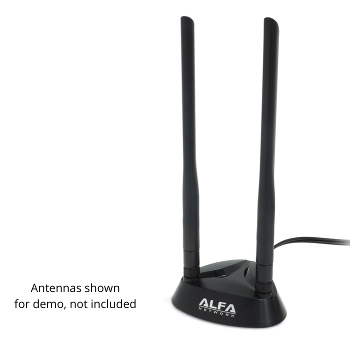 ALFA ARS-AS02T Dual Antenna Magnet Base 2x RP-SMA connectors and cable for AWUS036ACH, AWUS036ACM