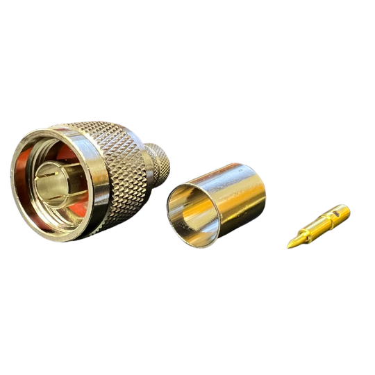 N Male Crimp Type Connector Straight Plug 50 Ohm for LMR/RFC/CFD/MPD400 RG8 Cable Low Loss (2-Pack)